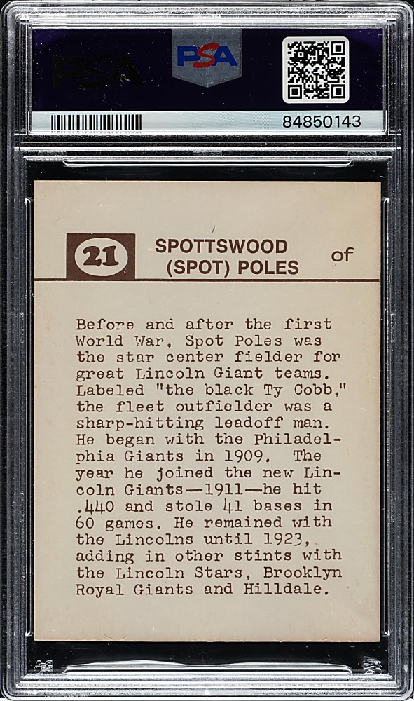 1974 Laughlin Old-Time Black Stars #21 Spot Poles PSA NM 7