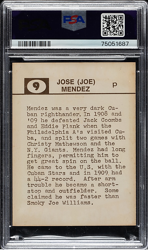 1974 Laughlin Old-Time Black Stars #9 Jose Mendez PSA EX-MT 6