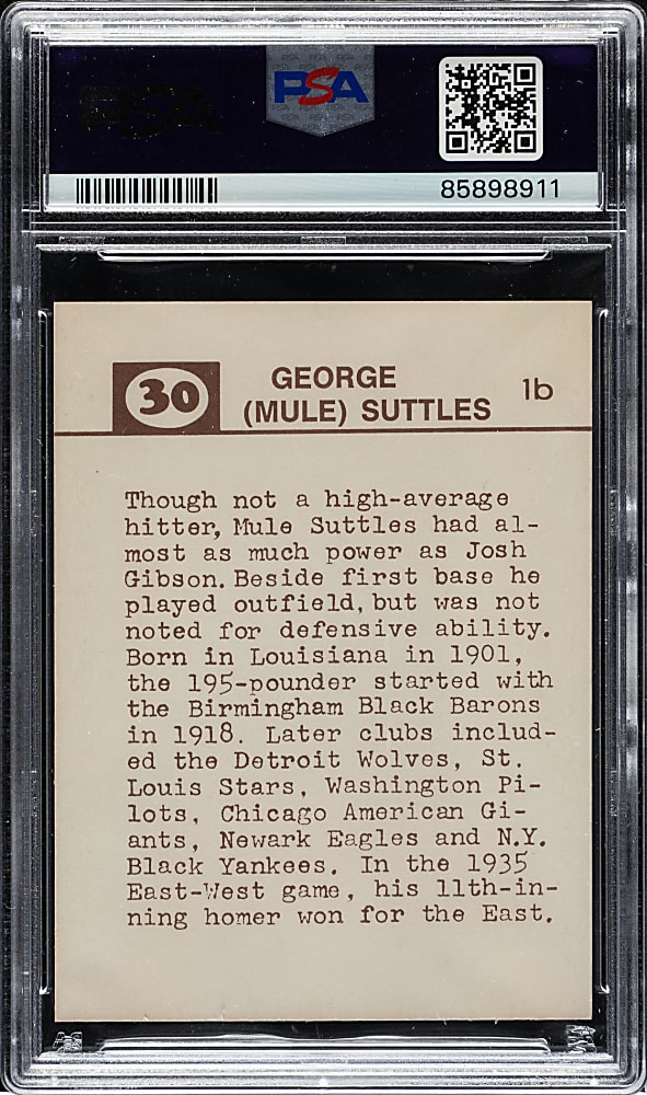 1974 Laughlin Old-Time Black Stars #30 Mule Suttles PSA NM 7