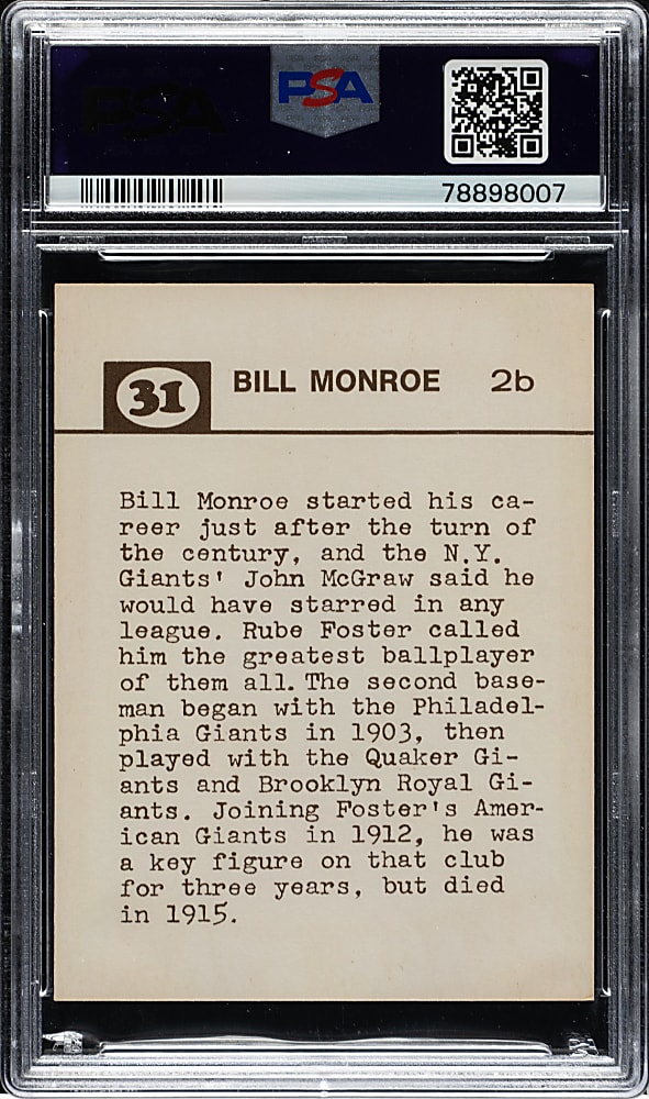 1974 Laughlin Old-Time Black Stars #31 Bill Monroe PSA NM 7