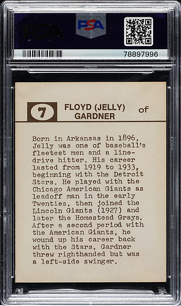 1974 Laughlin Old-Time Black Stars #7 Jelly Gardner PSA NM-MT 8