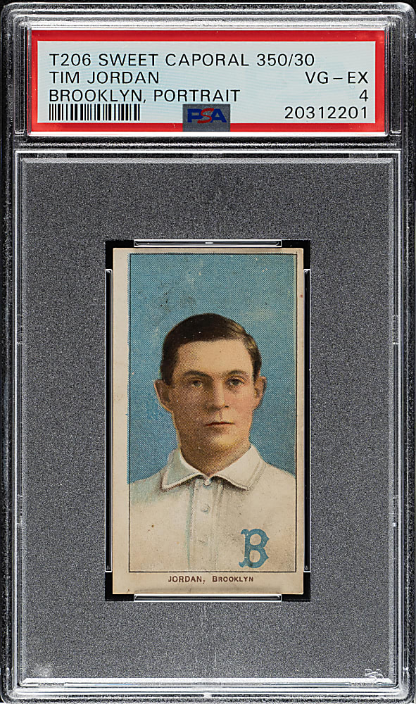 1909-1911 T206 White Border Tim Jordan Portrait PSA VG-EX 4