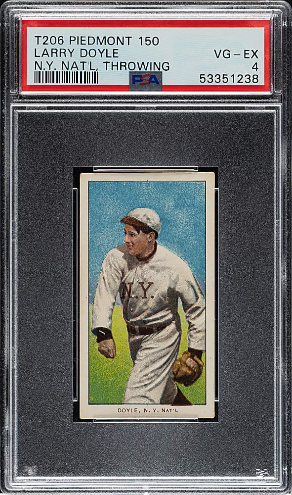 1909-1911 T206 White Border Larry Doyle Throwing PSA VG-EX 4