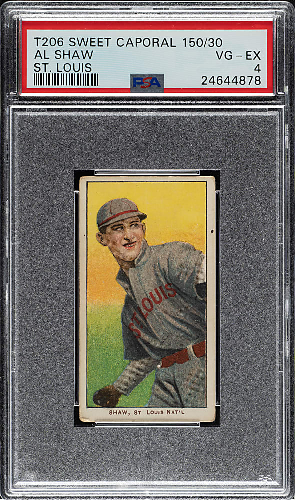 1909-1911 T206 White Border Al Shaw PSA VG-EX 4
