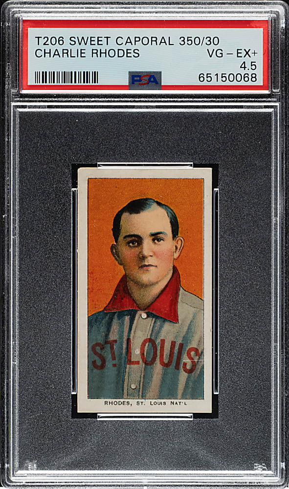 1909-1911 T206 White Border Charlie Rhodes PSA VG-EX+ 4.5