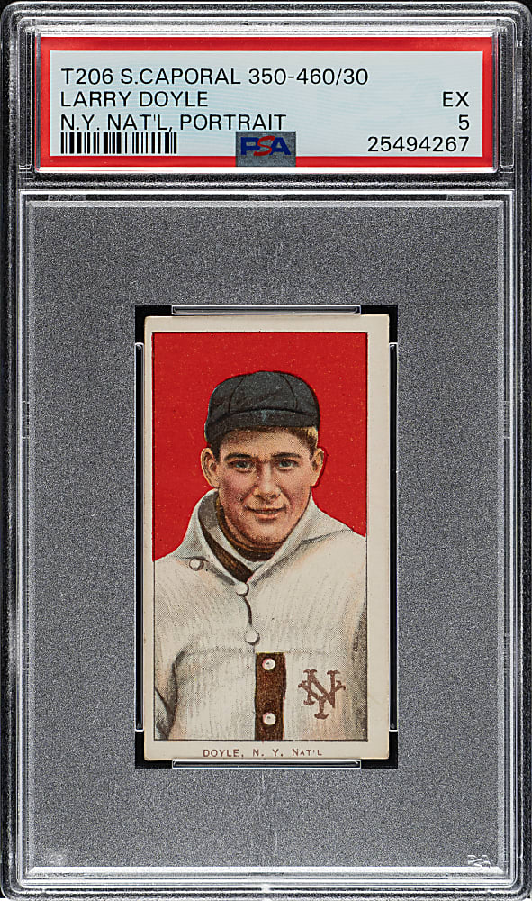 1909-1911 T206 White Border Larry Doyle Portrait PSA EX 5
