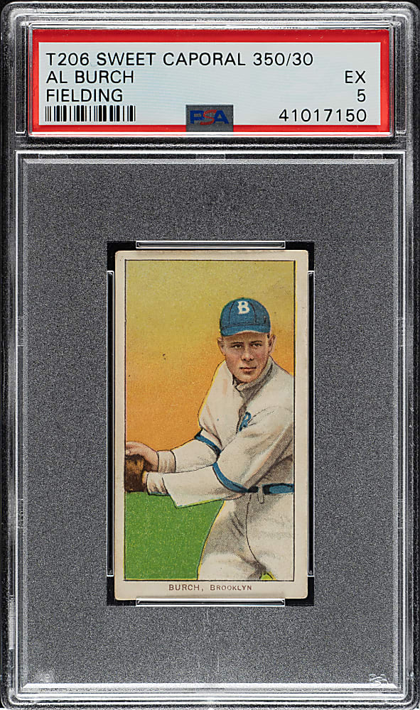 1909-1911 T206 White Border Al Burch Fielding PSA EX 5