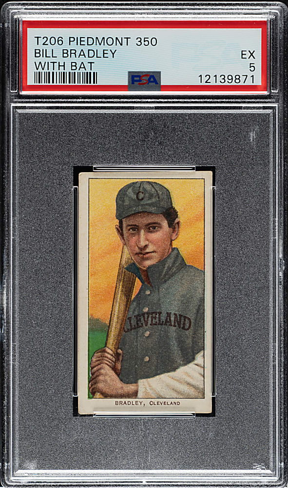 1909-1911 T206 White Border Bill Bradley with Bat PSA EX 5