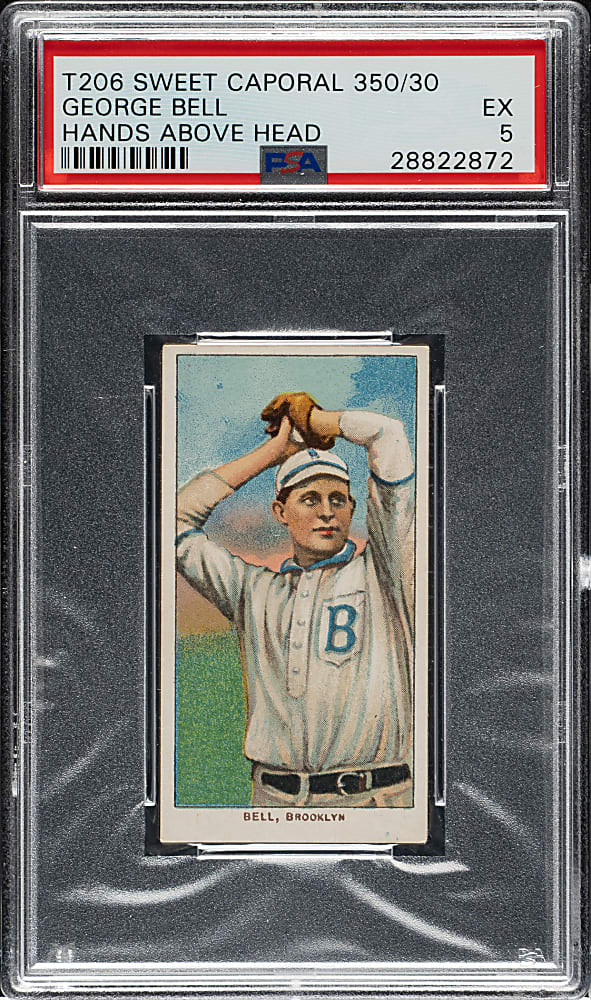 1909-1911 T206 White Border George Bell Hands Above Head PSA EX 5