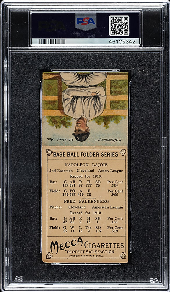 1911 T201 Mecca Double Folders Nap Lajoie/Falkenberg PSA VG-EX 4