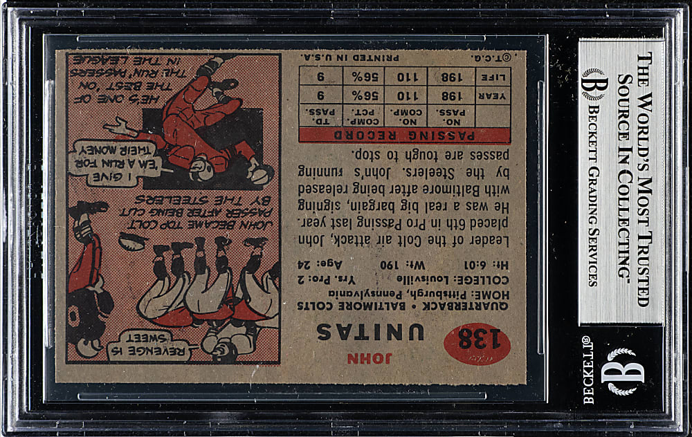 1957 Topps Football #138 Johnny Unitas Rookie BGS VG-EX 4