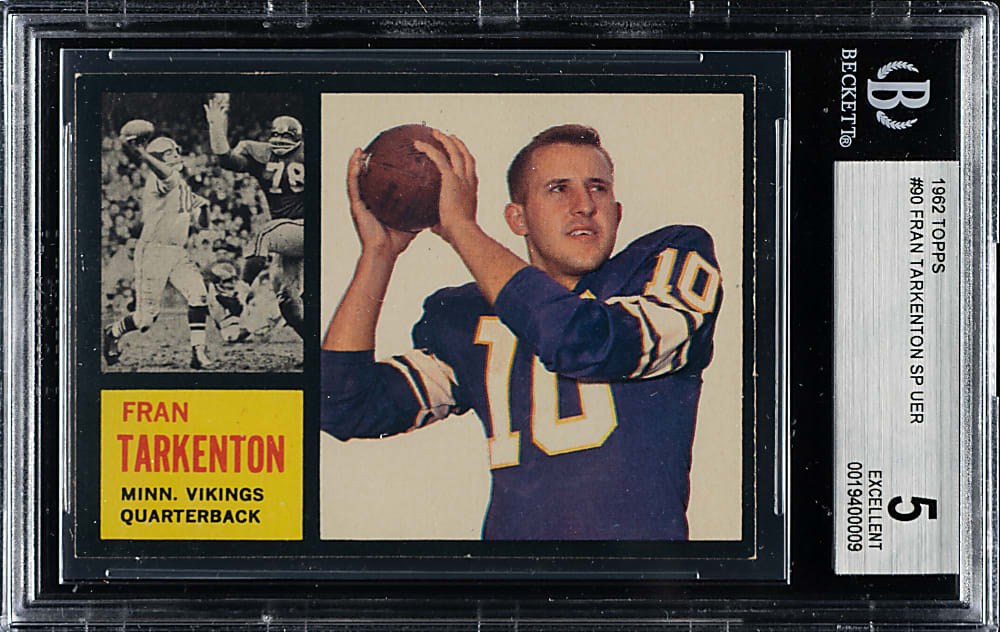 1962 Topps Football #90 Fran Tarkenton Rookie BGS EX 5