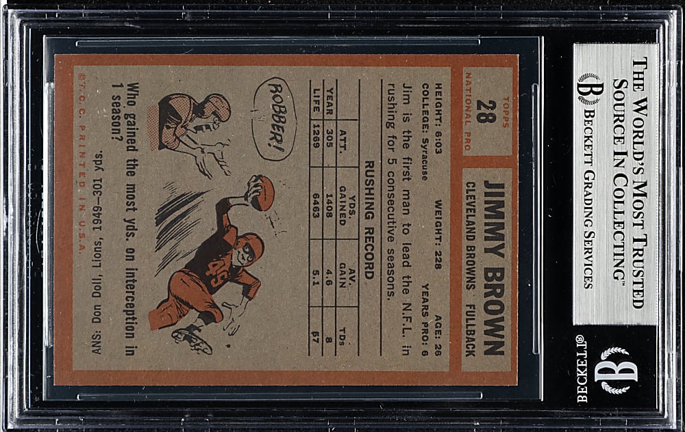 1962 Topps Football #28 Jim Brown BGS VG-EX+ 4.5