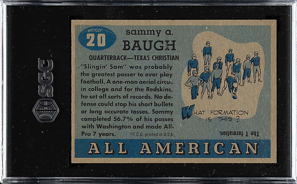 1955 Topps All-American Football #20 Sammy Baugh SGC EX/NM 6