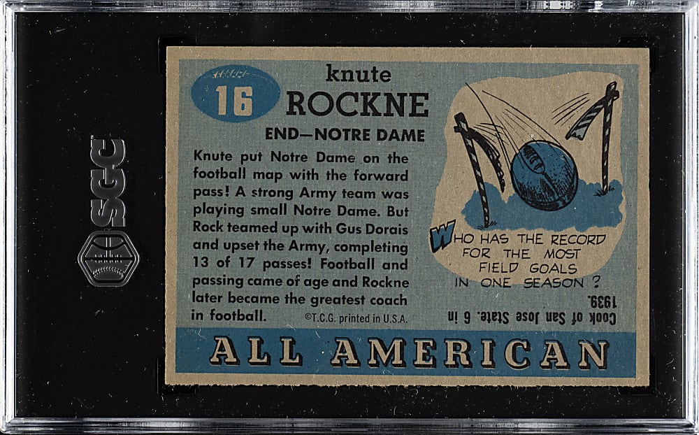 1955 Topps All-American Football #16 Knute Rockne SGC VG+ 3.5