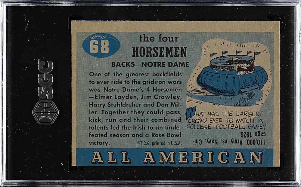 1955 Topps All-American Football #68 The Four Horsemen SGC VG+ 3.5