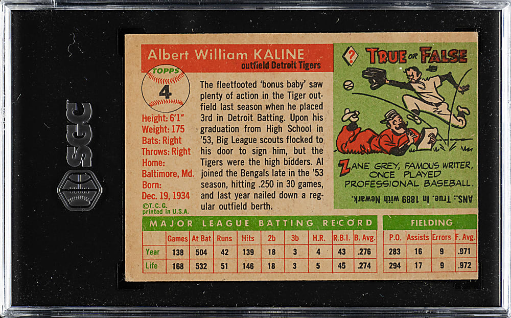 1955 Topps #4 Al Kaline SGC VG 3