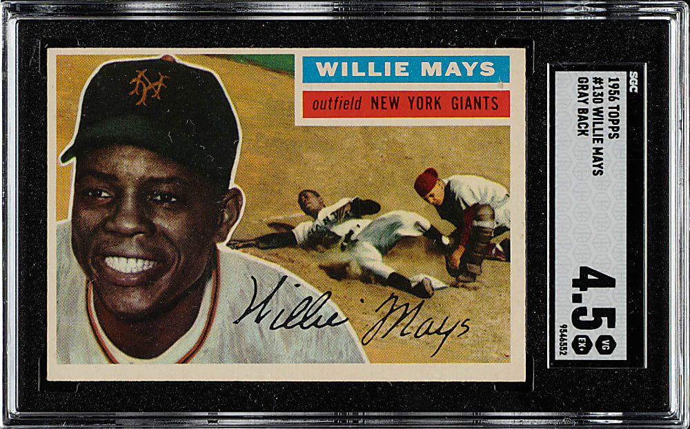 1956 Topps #130 Willie Mays Gray Back SGC VG/EX+ 4.5