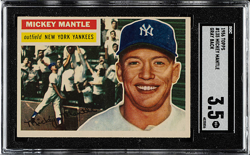 1956 Topps #135 Mickey Mantle Gray Back SGC VG+ 3.5