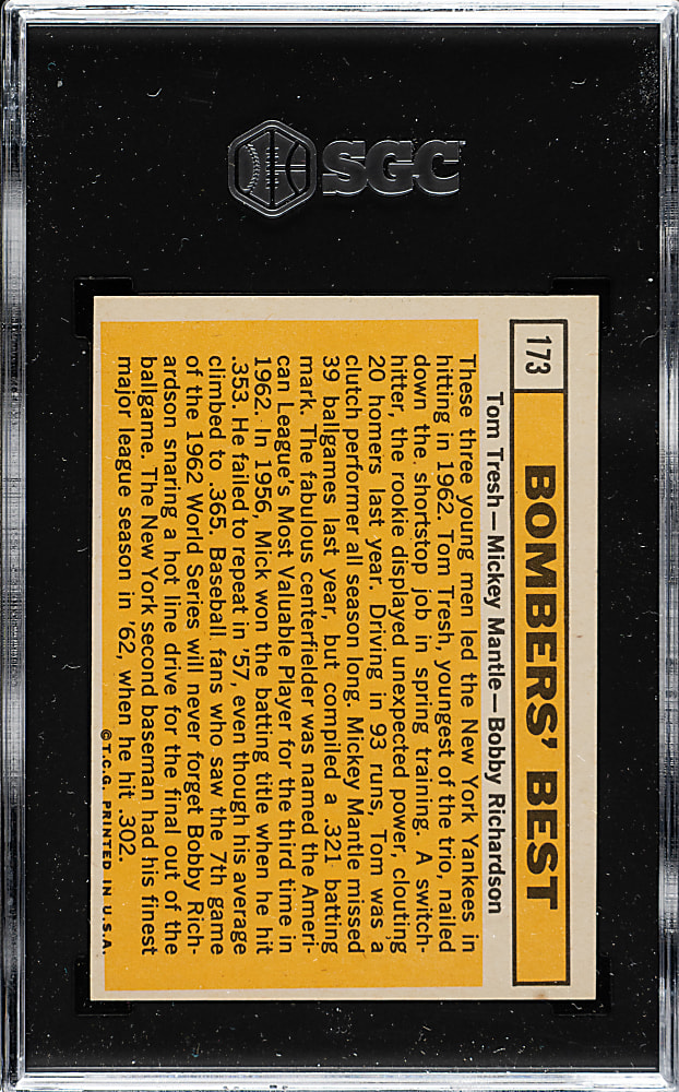 1963 Topps #173 Bombers' Best with Mickey Mantle SGC EX 5