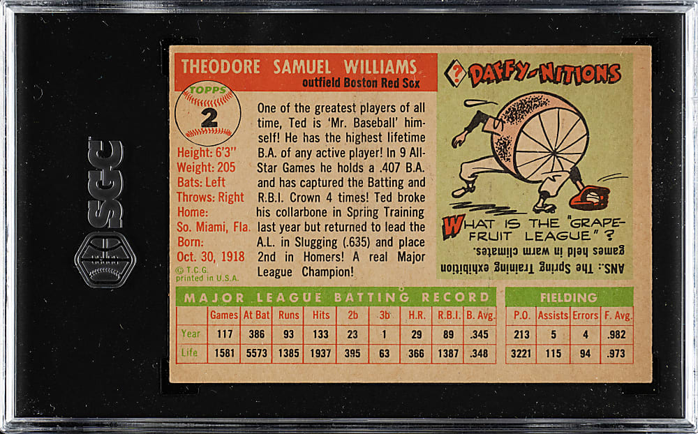 1955 Topps #2 Ted Williams SGC GOOD 2