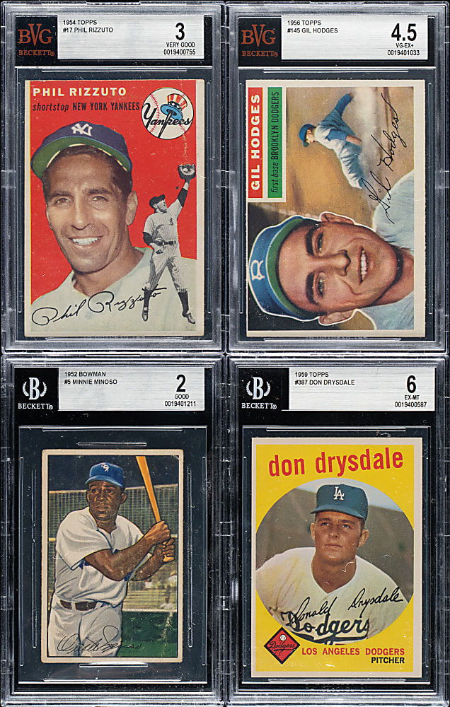 1951 to 1959 Topps and Bowman Hall of Fame and Star BVG- and SGC-Graded Collection (17)