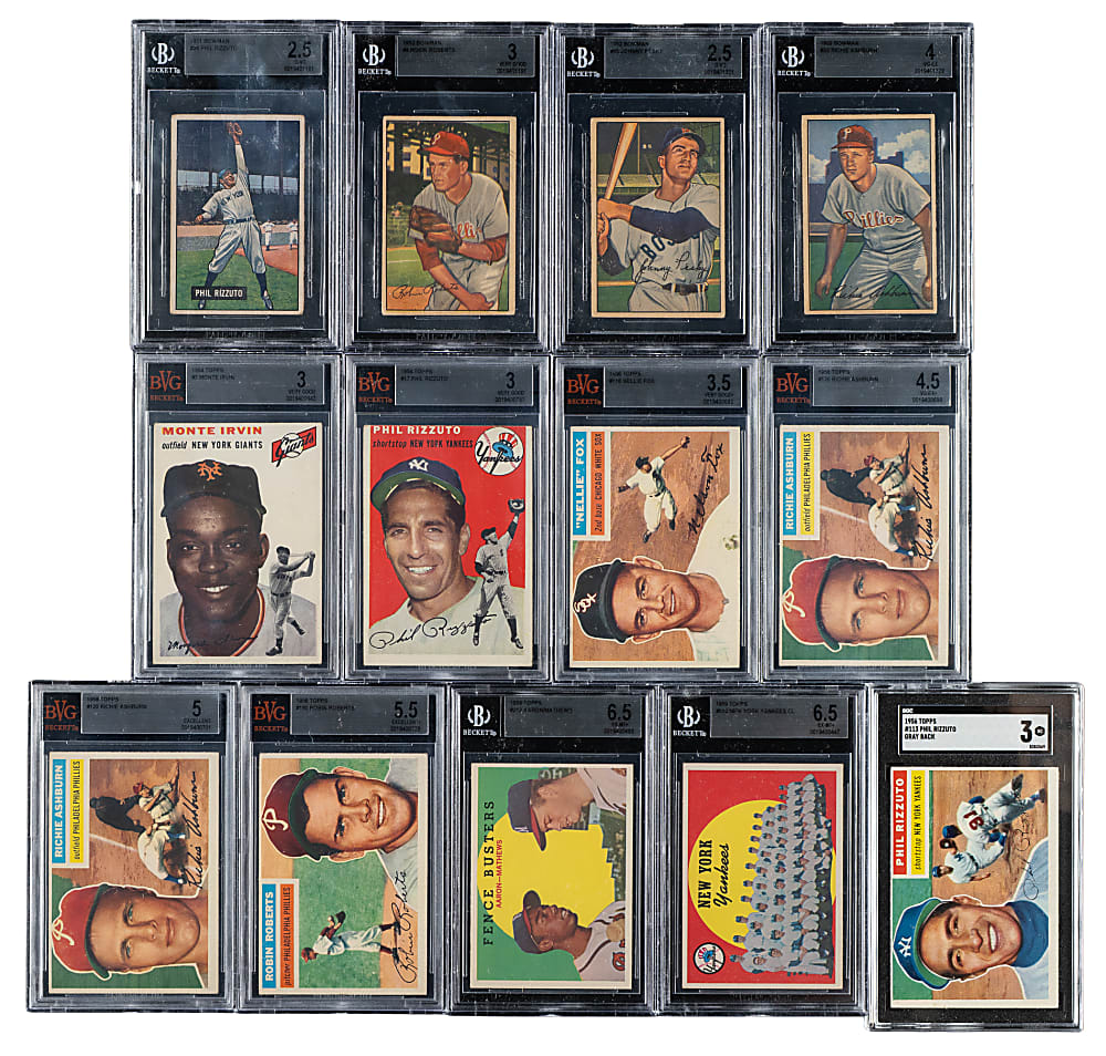 1951 to 1959 Topps and Bowman Hall of Fame and Star BVG- and SGC-Graded Collection (17)