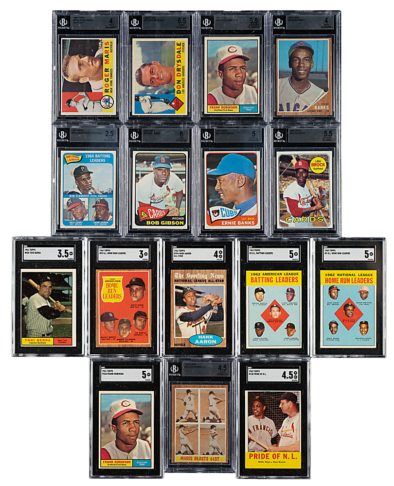 1960 to 1969 Topps Hall of Fame and Star BGS- and SGC-Graded Collection (20) Including  Yogi Berra, Ernie Banks, and Hank Aaron