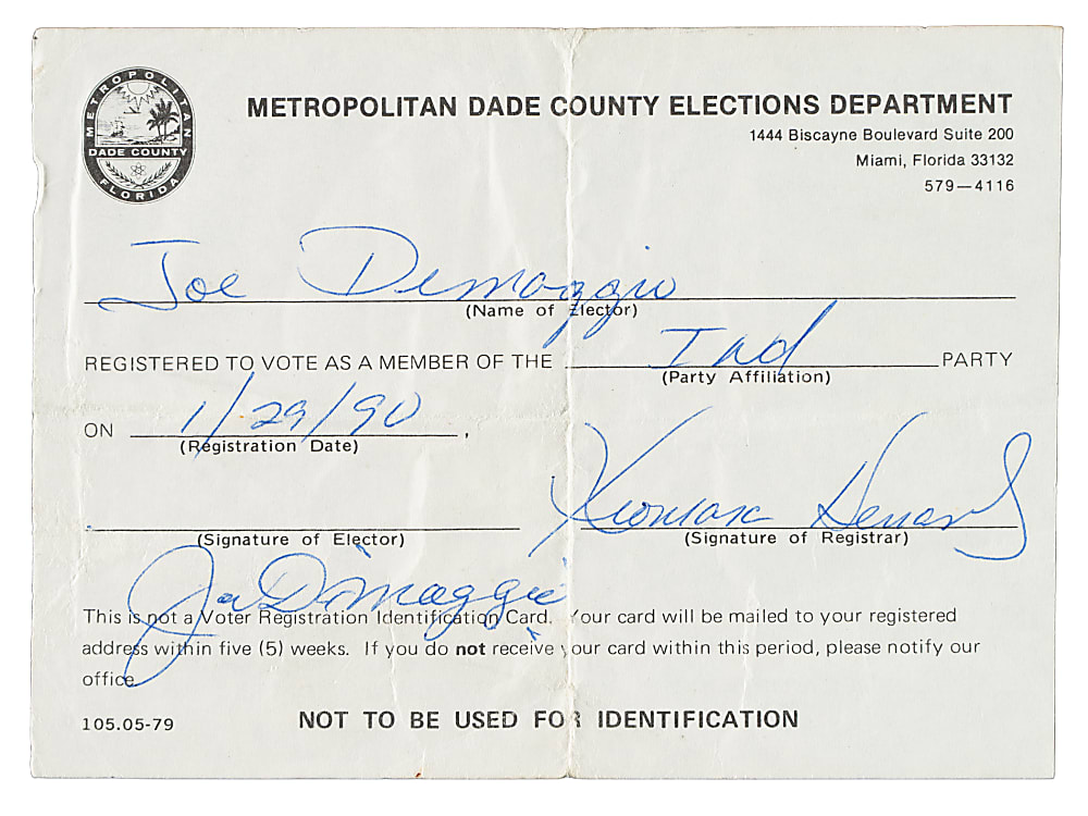 1990 Joe DiMaggio Cut Signature - JSA