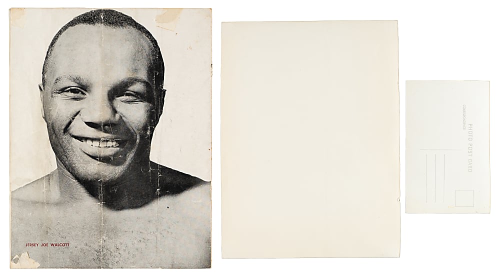 Ezzard Charles and Jersey Joe Walcott Signed Promotional Photo Pair Plus 1949 Heavyweight Championship Program