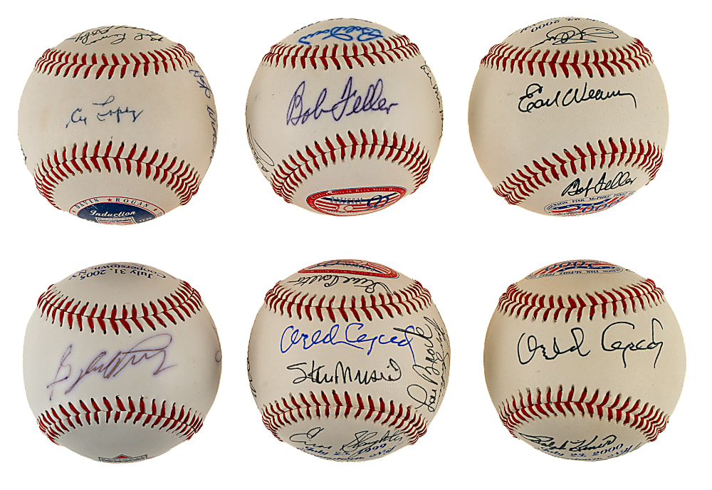 1998 to 2005 Hall of Fame Induction Multi-Signed Baseball Collection (6) Including Yogi Berra, Duke Snider, Stan Musial, and Tom Seaver - JSA