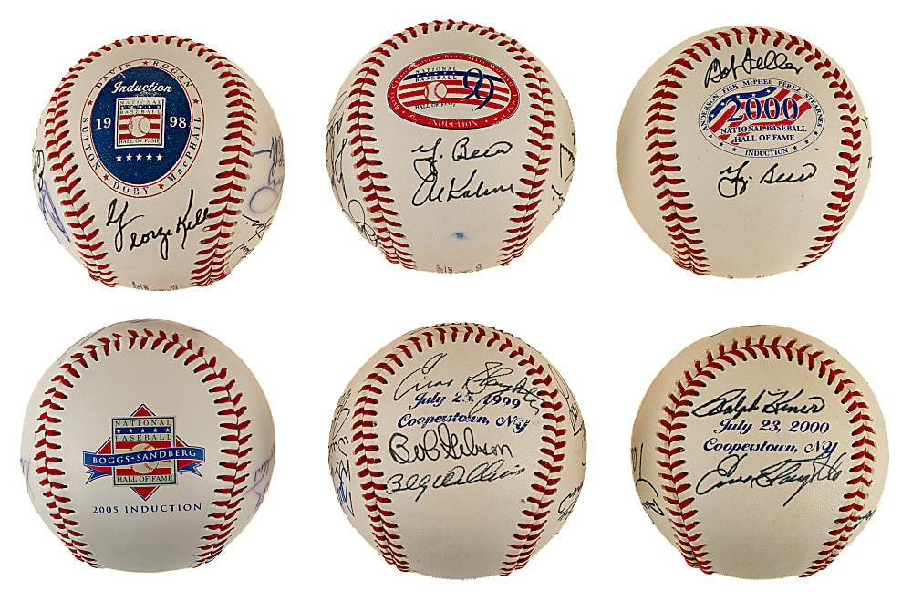1998 to 2005 Hall of Fame Induction Multi-Signed Baseball Collection (6) Including Yogi Berra, Duke Snider, Stan Musial, and Tom Seaver - JSA
