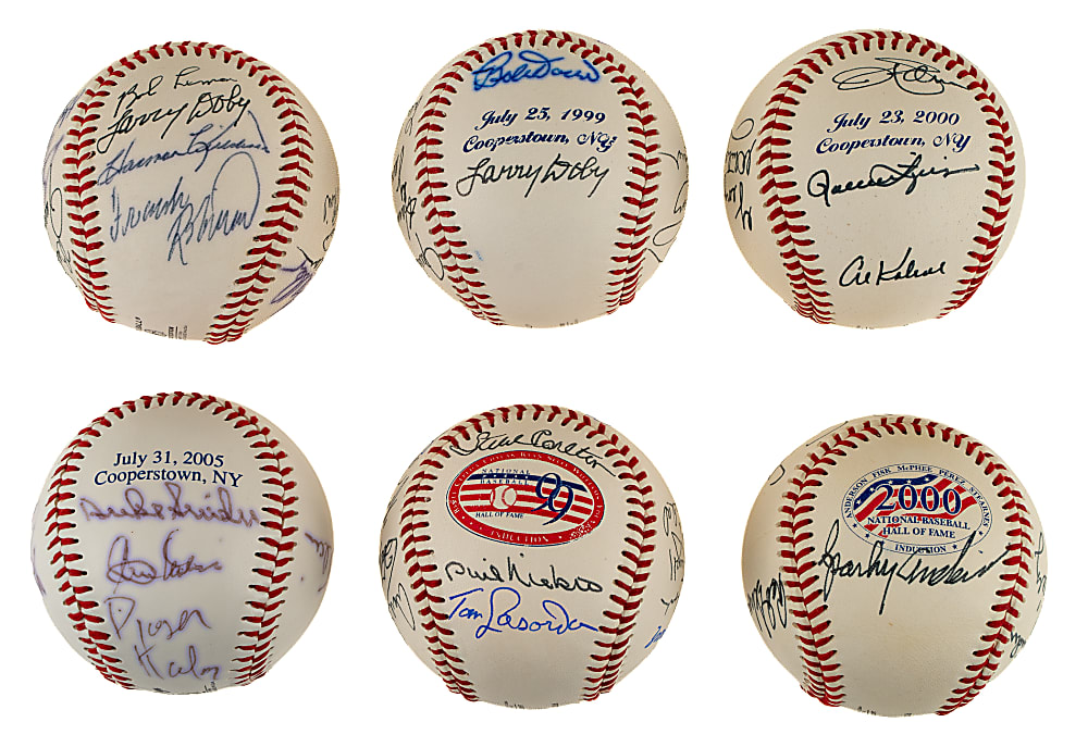 1998 to 2005 Hall of Fame Induction Multi-Signed Baseball Collection (6) Including Yogi Berra, Duke Snider, Stan Musial, and Tom Seaver - JSA