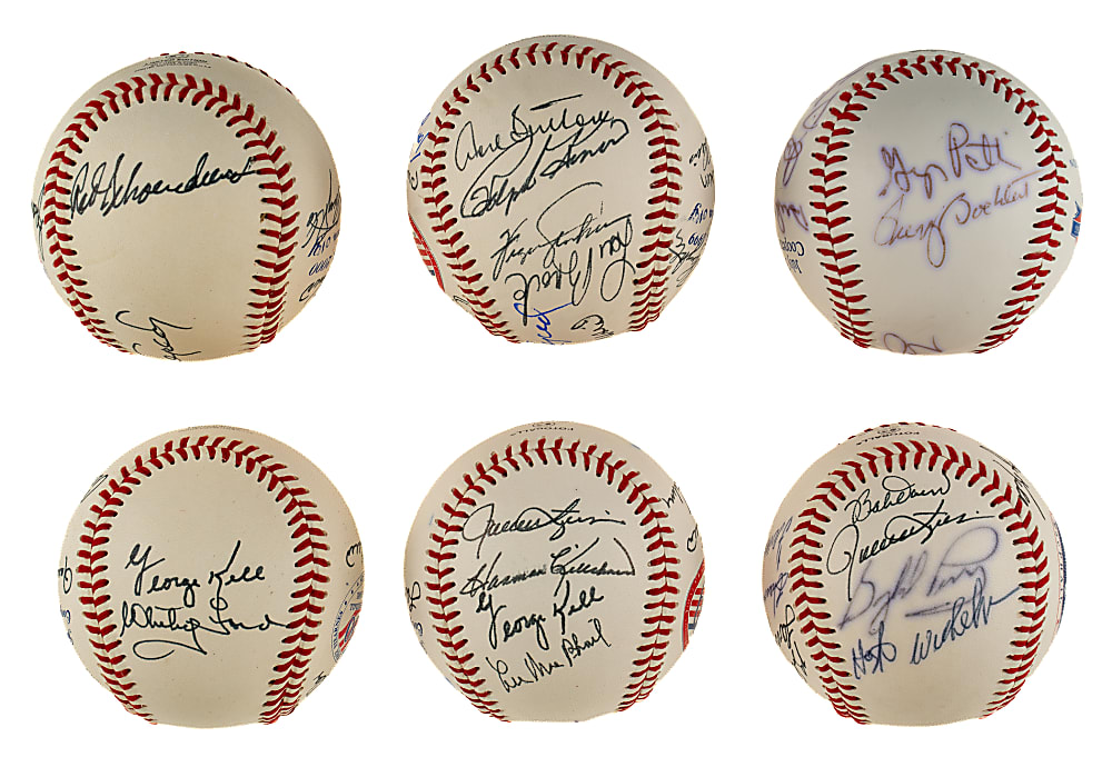 1998 to 2005 Hall of Fame Induction Multi-Signed Baseball Collection (6) Including Yogi Berra, Duke Snider, Stan Musial, and Tom Seaver - JSA