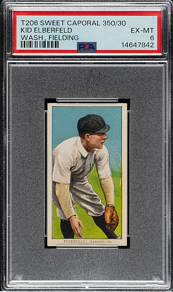 1909-1911 T206 White Border Kid Elberfeld Washington, Fielding PSA EX-MT 6