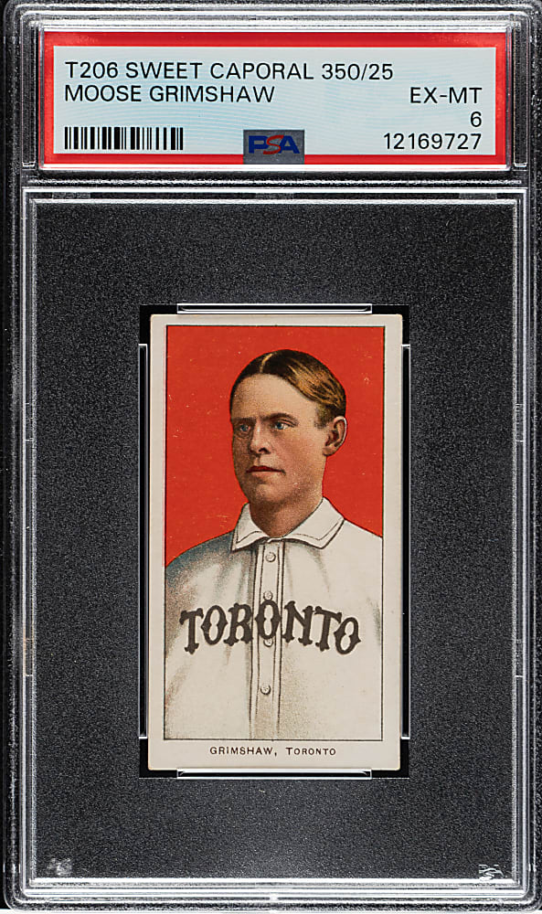 1909-1911 T206 White Border Moose Grimshaw PSA EX-MT 6