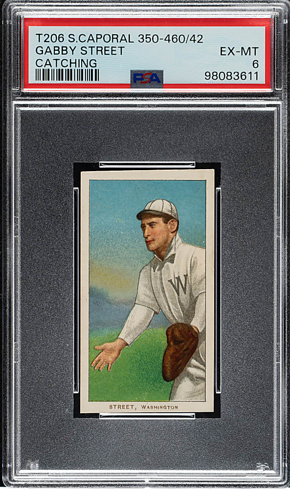 1909-1911 T206 White Border Gabby Street Catching PSA EX-MT 6