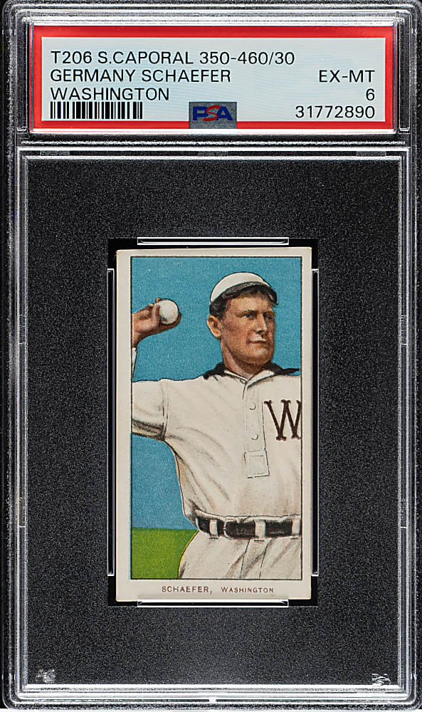 1909-1911 T206 White Border Germany Schaefer Washington PSA EX-MT 6