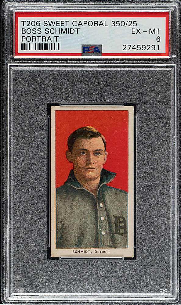 1909-1911 T206 White Border Boss Schmidt Portrait PSA EX-MT 6