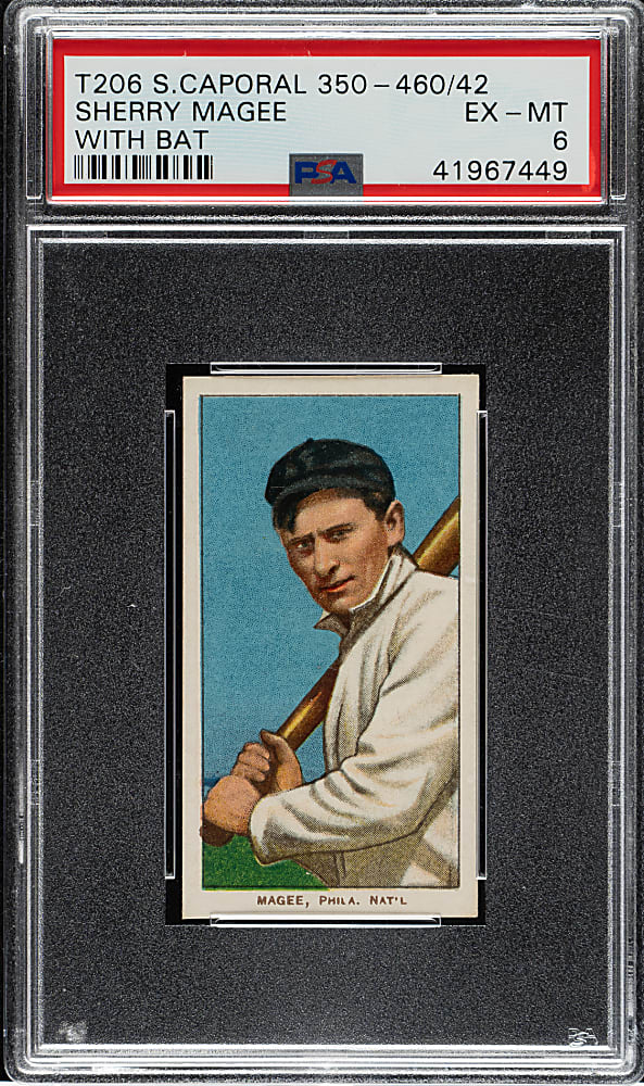 1909-1911 T206 White Border Sherry Magee with Bat PSA EX-MT 6