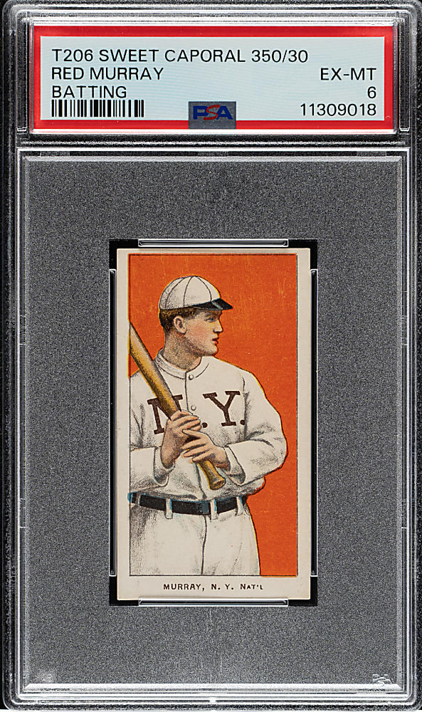 1909-1911 T206 White Border Red Murray Batting PSA EX-MT 6