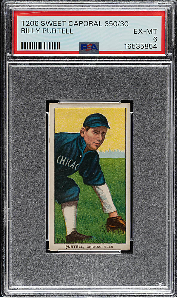 1909-1911 T206 White Border Billy Purtell PSA EX-MT 6