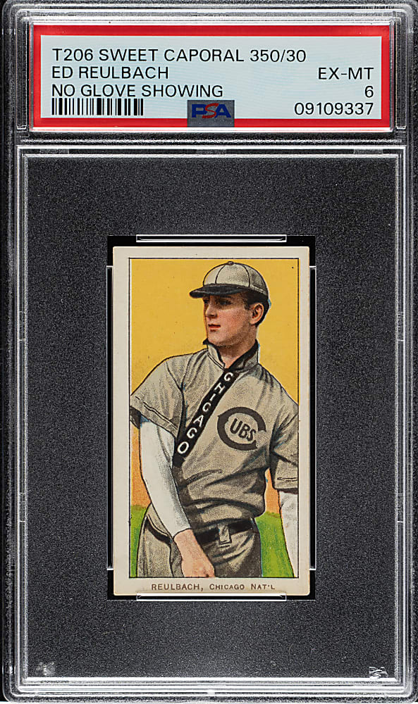 1909-1911 T206 White Border Ed Reulbach No Glove Showing PSA EX-MT 6