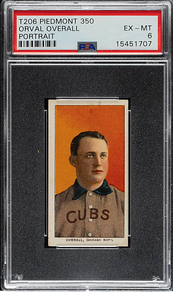 1909-1911 T206 White Border Orval Overall Portrait PSA EX-MT 6
