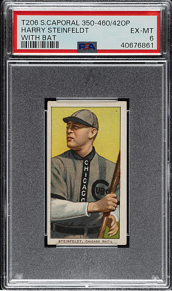 1909-1911 T206 White Border Harry Steinfeldt with Bat PSA EX-MT 6