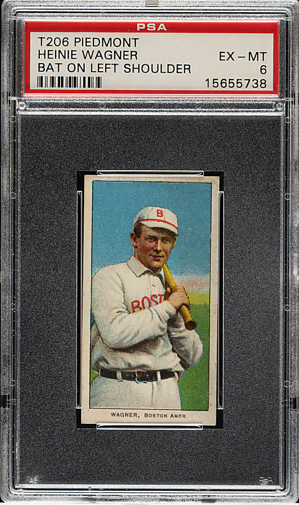 1909-1911 T206 White Border Heinie Wagner Bat on Left Shoulder PSA EX-MT 6