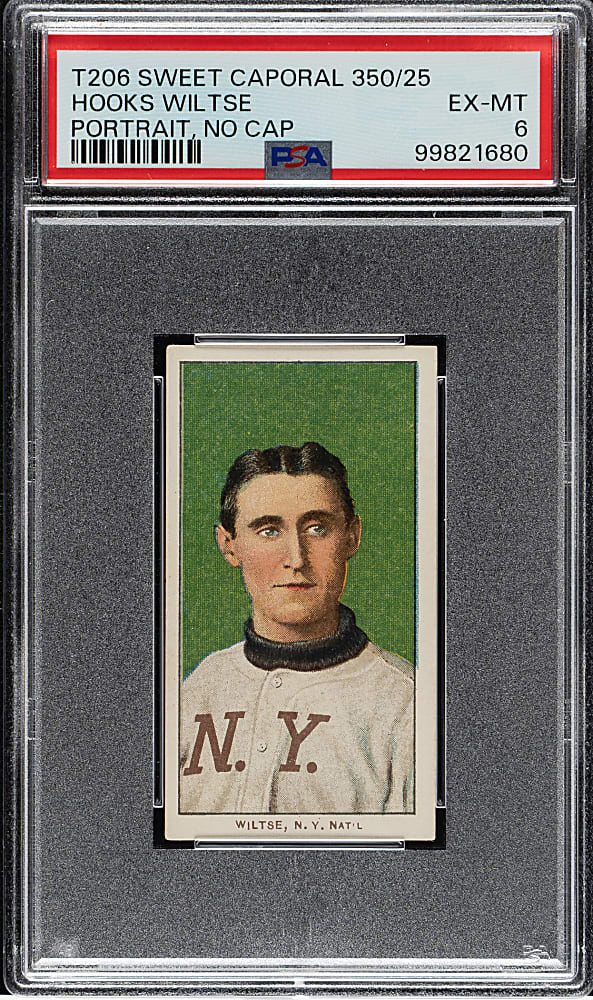 1909-1911 T206 White Border Hooks Wiltse Portrait No Cap PSA EX-MT 6