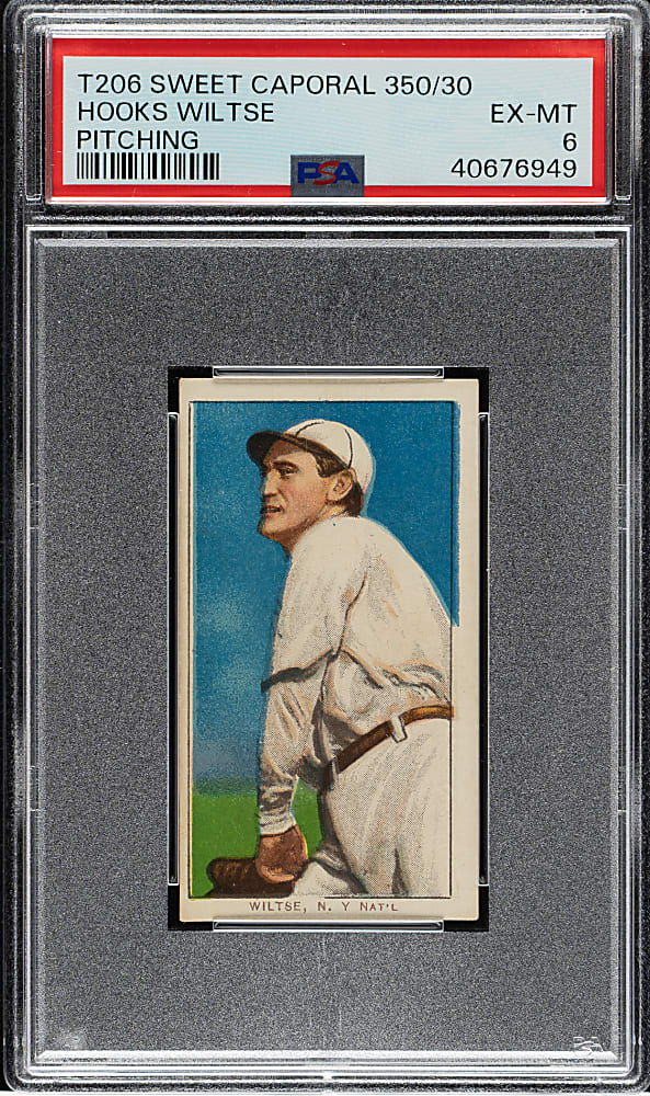 1909-1911 T206 White Border Hooks Wiltse Pitching PSA EX-MT 6