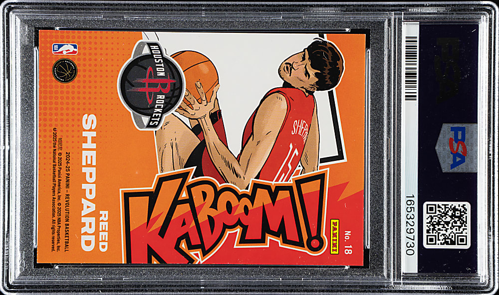 2024-2025 Panini Revolution Kaboom Horizontal Basketball #18 Reed Sheppard PSA NM-MT 8