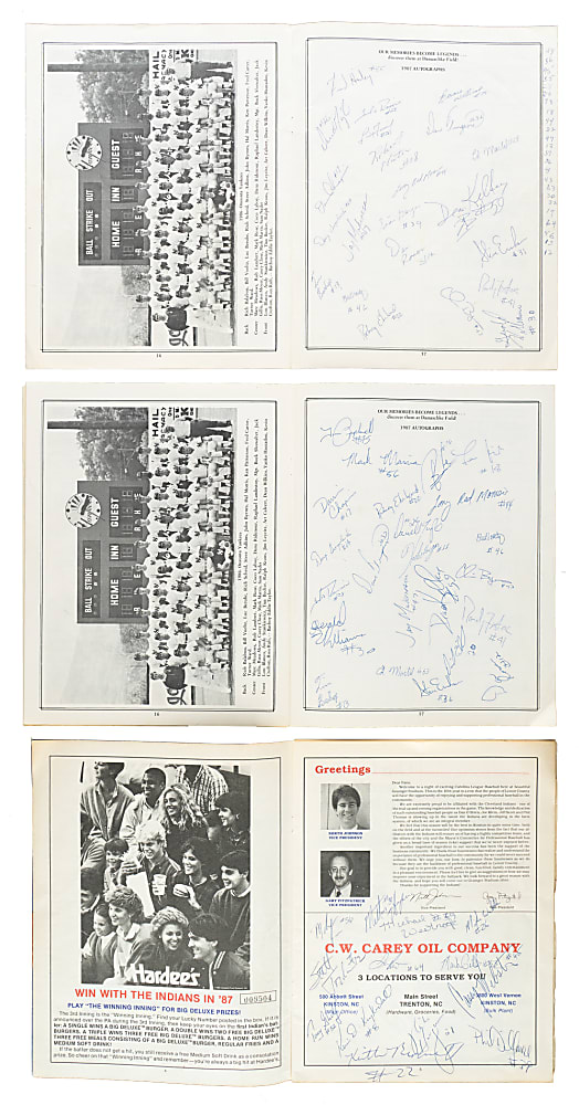 Trio of Multi-Signed Minor League Baseball Programs with Bernie Williams (Total 76 Signatures)
